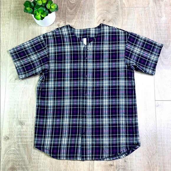 FLANNEL by AMERICAN APPAREL Men's Plaid Short Sleeve Button Front Shirt - Picture 1 of 7